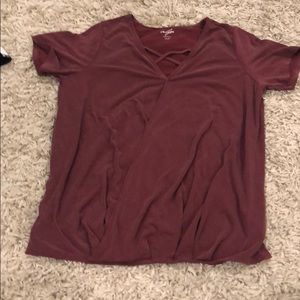 Maroon short sleeve shirt